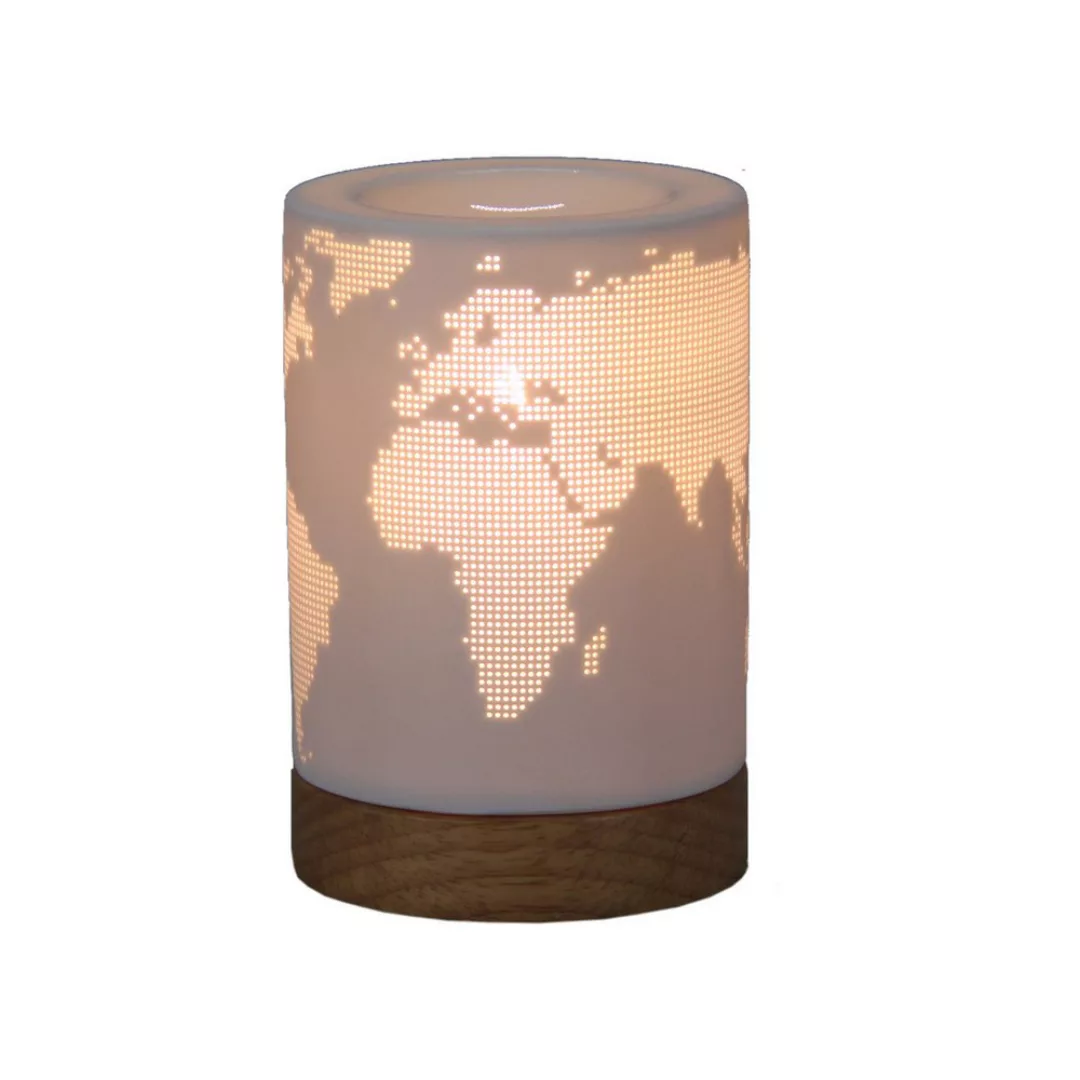 Tischlampe Weltkarte Holz Porzellan günstig online kaufen