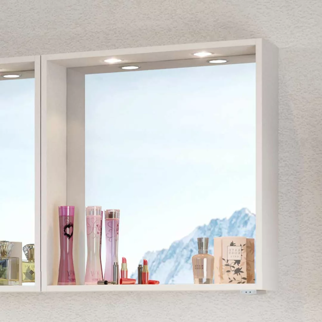 Badezimmerspiegel mit LED Beleuchtung Weiß günstig online kaufen