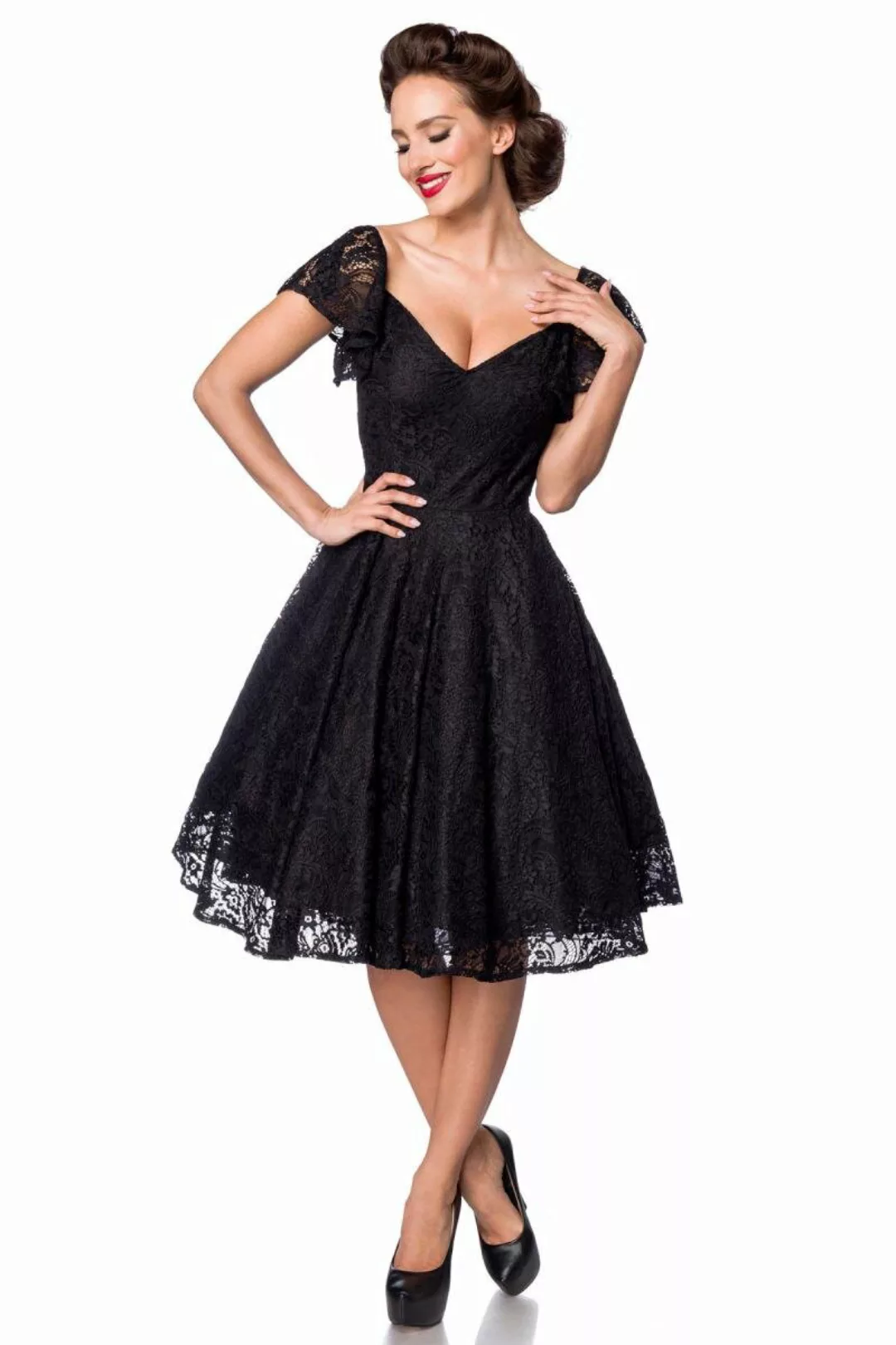 Vintage Spitzen-Kleid Schwarz günstig online kaufen