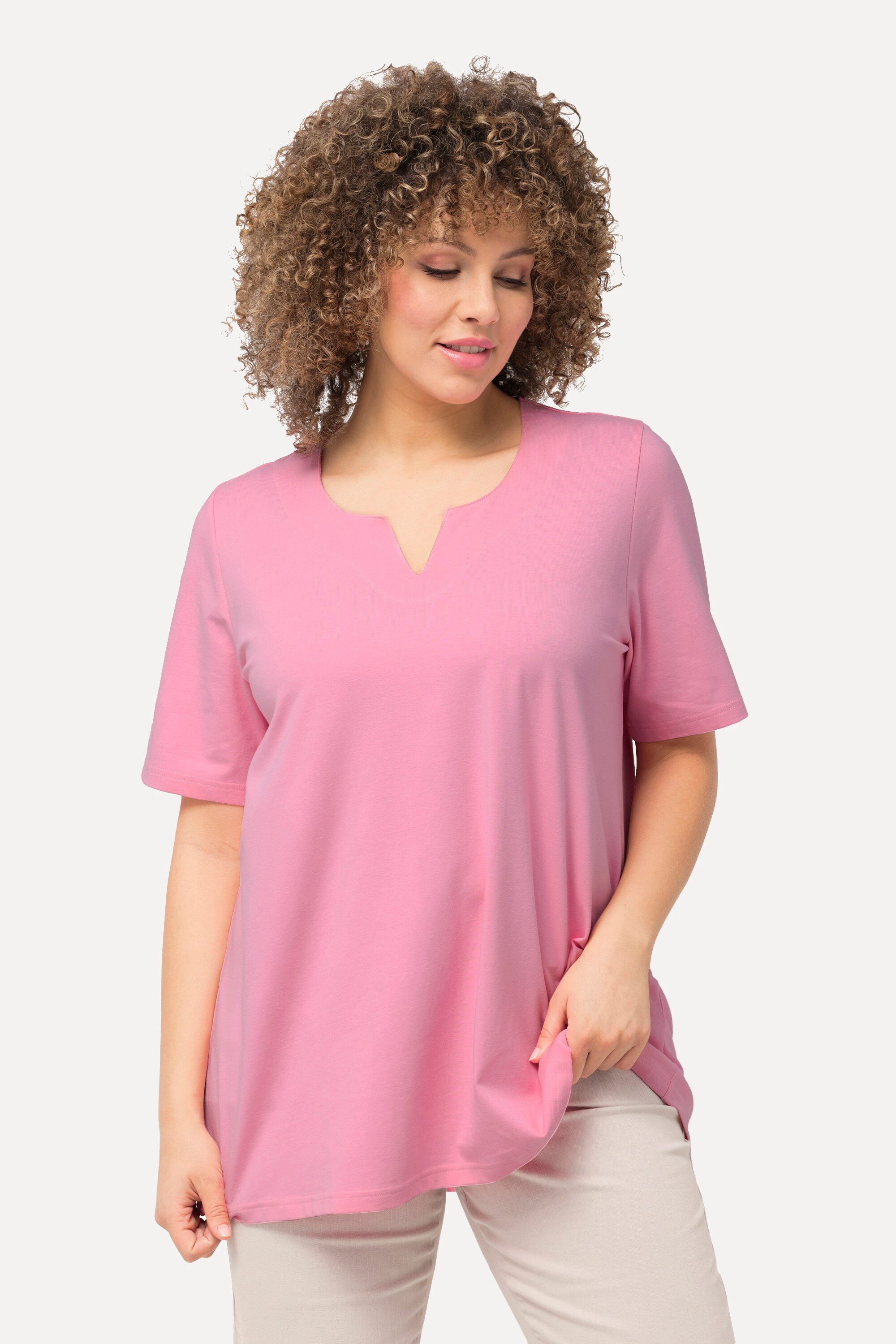 Ulla Popken T-Shirt T-Shirt A-Linie Tunika-Ausschnitt günstig online kaufen