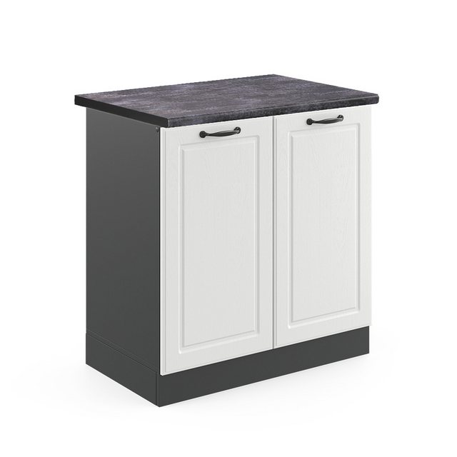 Vicco Spülenunterschrank R-Line, Weiß Landhaus/Anthrazit, 80 cm, AP Anthraz günstig online kaufen