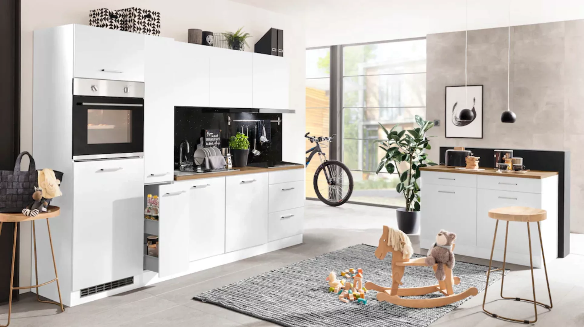 HELD MÖBEL Küchenzeile »Kehl«, mit E-Geräten, Breite 270 cm, inkl. Kühlschr günstig online kaufen