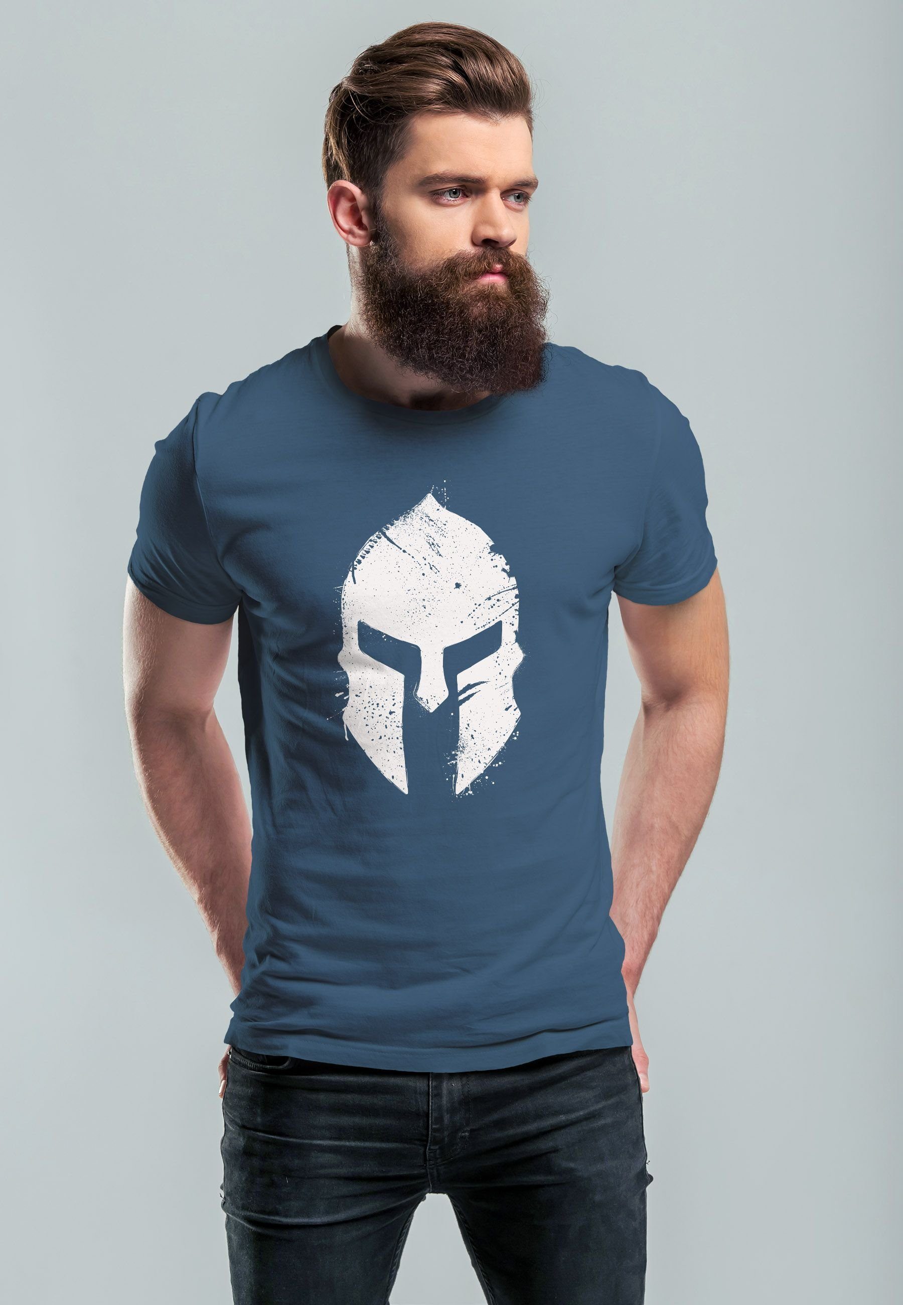 Neverless Print-Shirt Herren T-Shirt Print Sparta-Helm günstig online kaufen