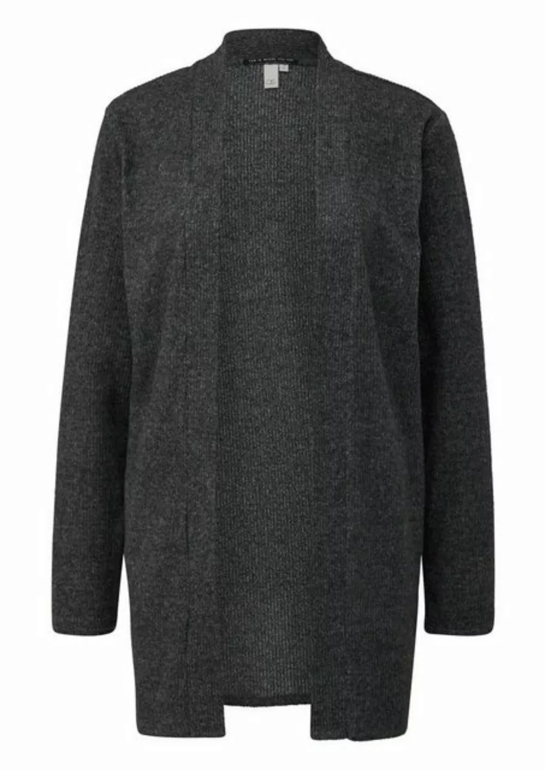 QS Langarmshirt Flauschiger Long-Cardigan mit Rippstruktur günstig online kaufen