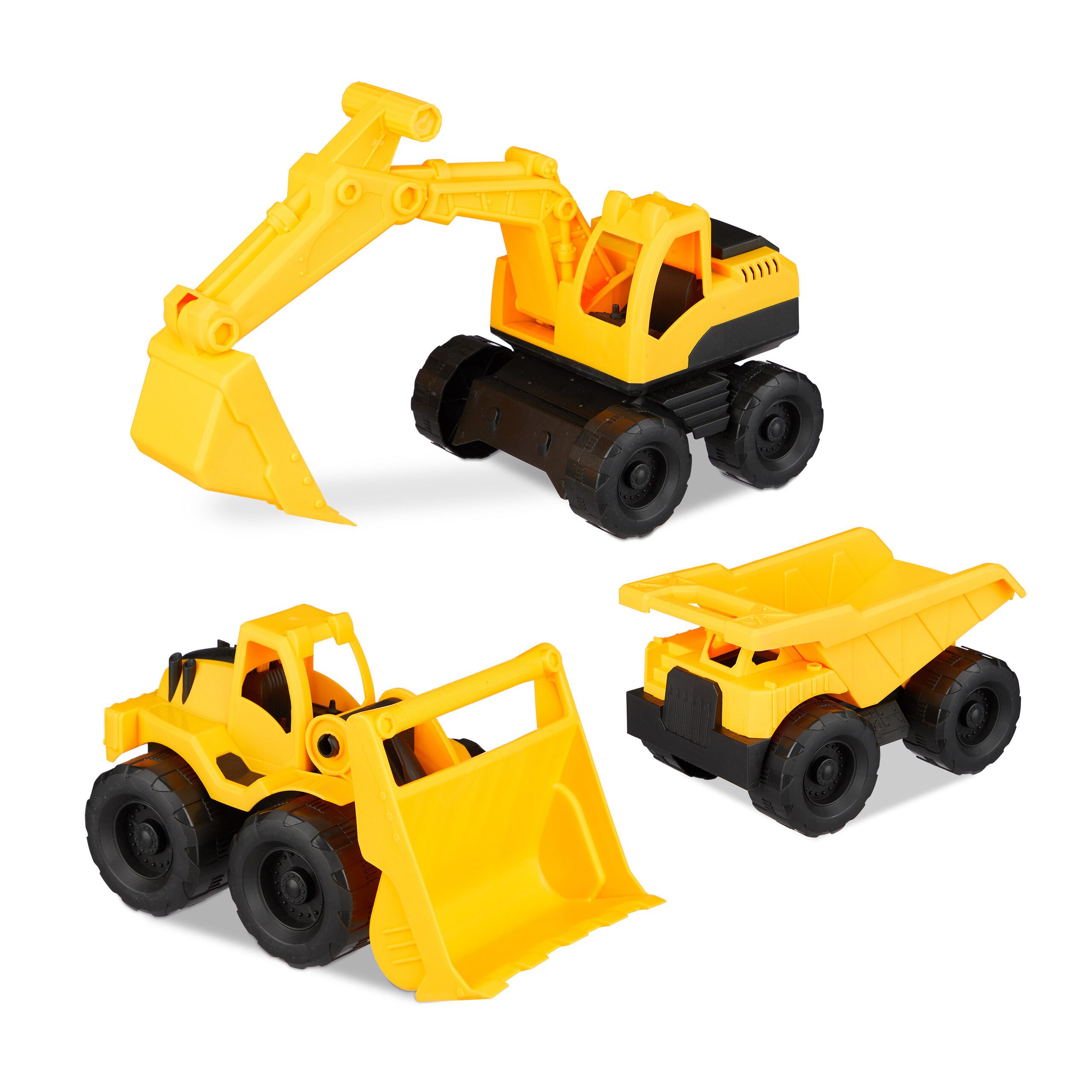 relaxdays Spielzeug-Baumaschine Spielzeug Baustellenfahrzeuge 3er Set günstig online kaufen