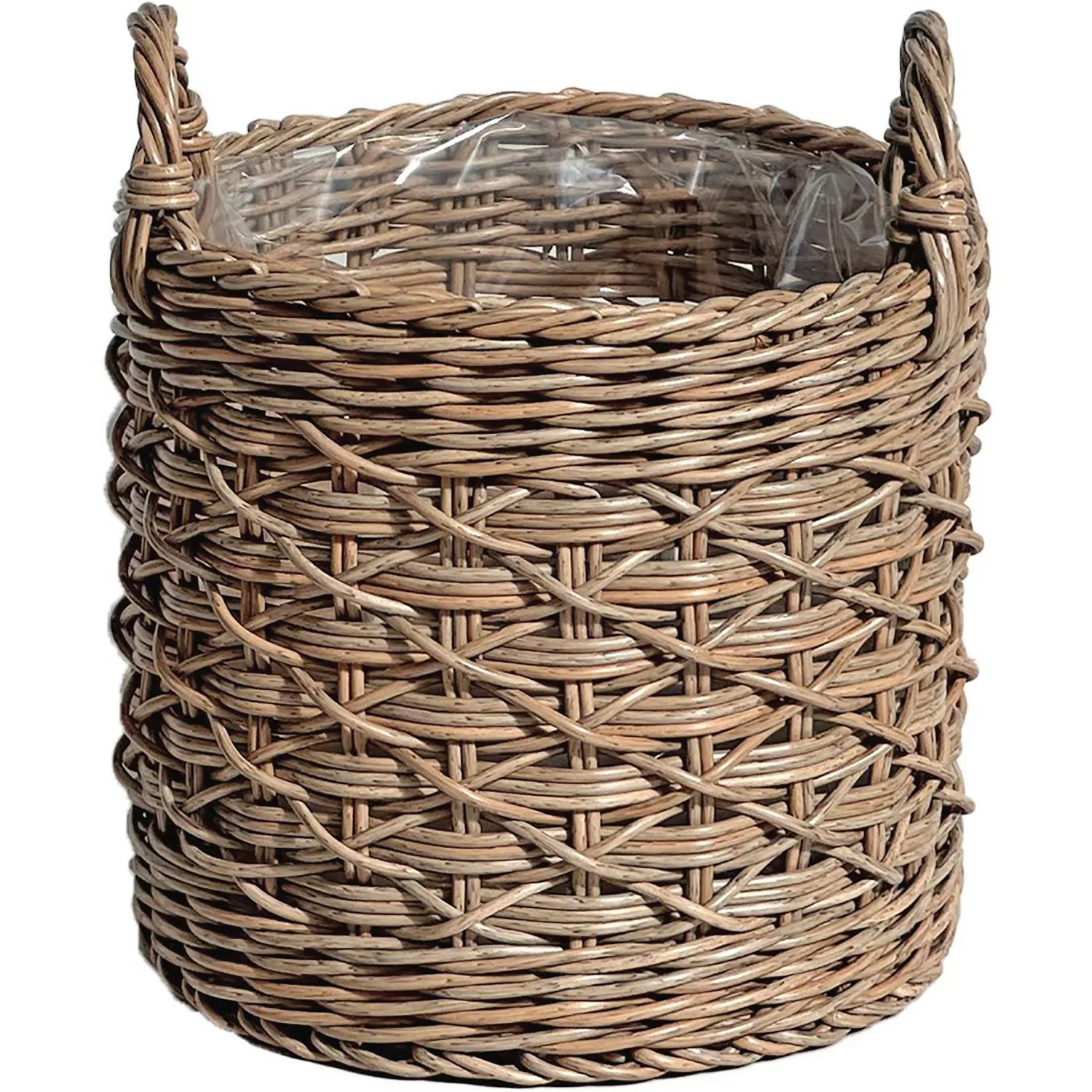 A.H.G. Pflanzkorb Polyrattan Zylindrisch 2 Griffe Ø 30 x 30 cm Natur-Braun günstig online kaufen