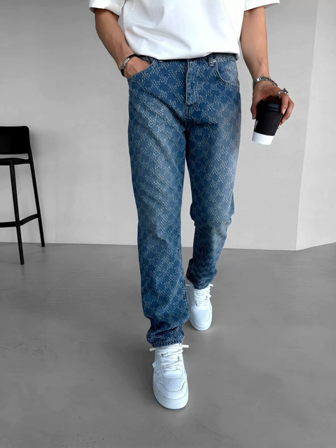 Abluka Bequeme Jeans BAGGY EMBROIDERED JEANS BLUE günstig online kaufen