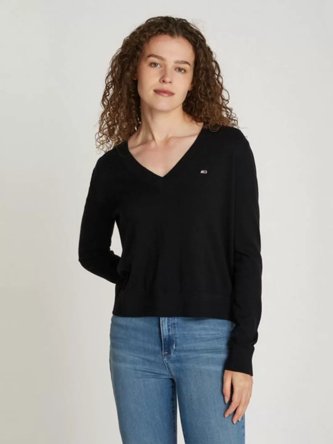 Tommy Jeans Curve V-Ausschnitt-Pullover TJW ESSENTIAL VNECK SWEATER EXT in günstig online kaufen