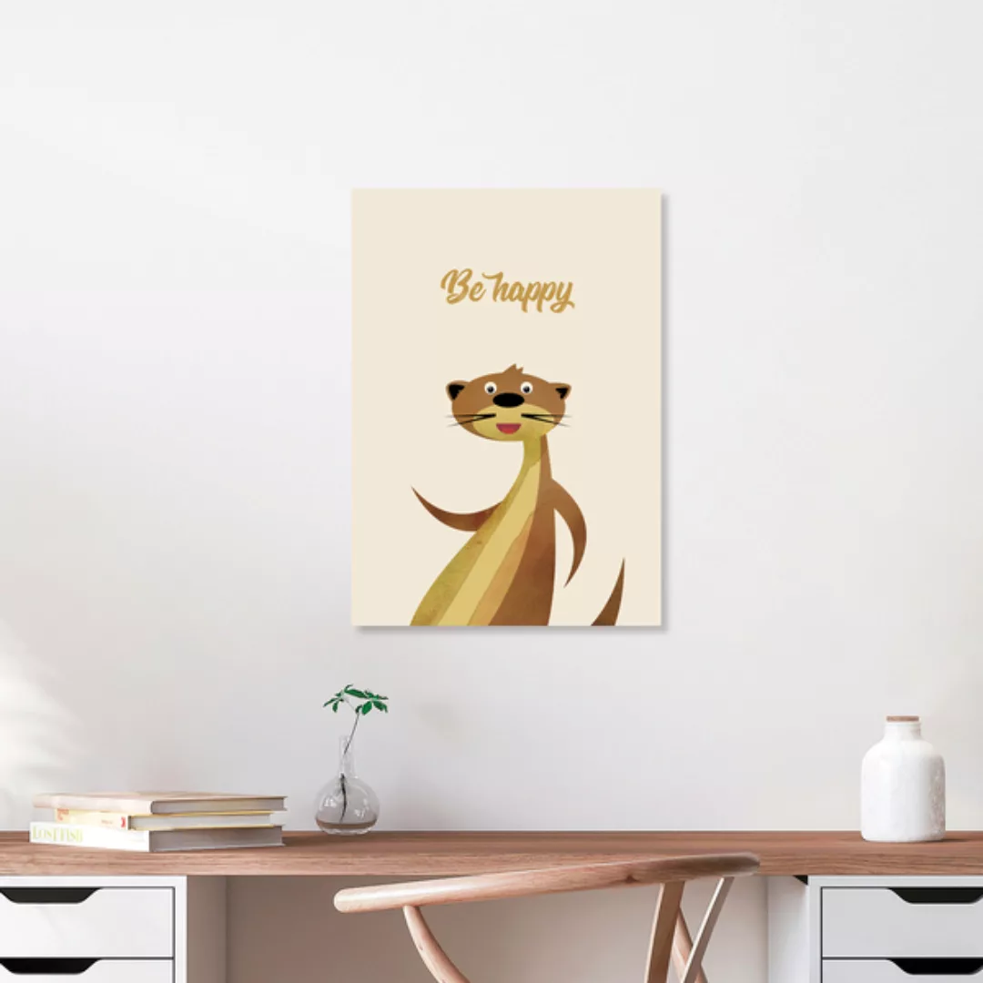 Poster / Leinwandbild - Be Happy Otter – Illustration Für Kinder günstig online kaufen