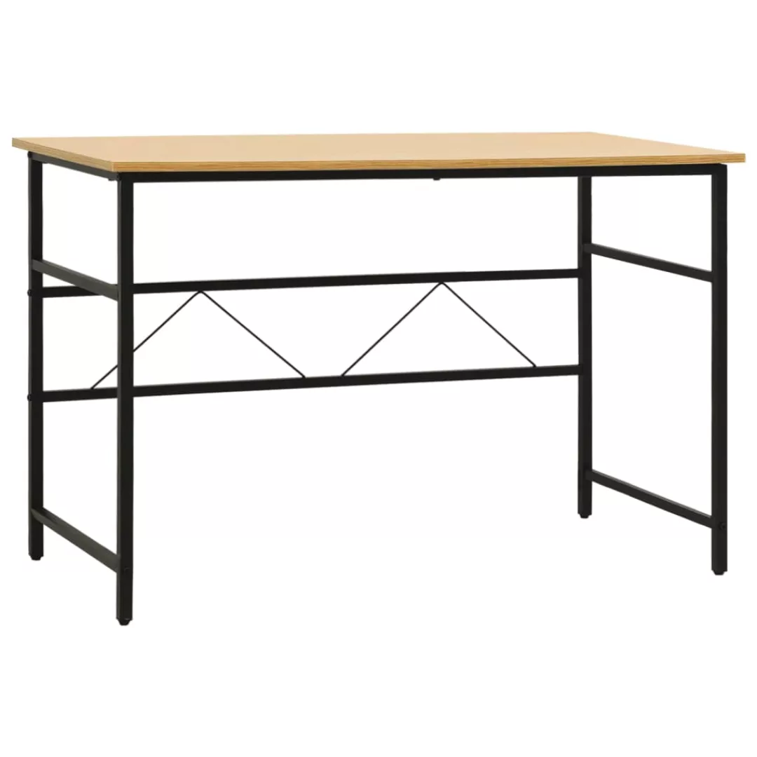 Computertisch Schwarz Und Eiche Hell 105x55x72 Cm Mdf Und Metall günstig online kaufen