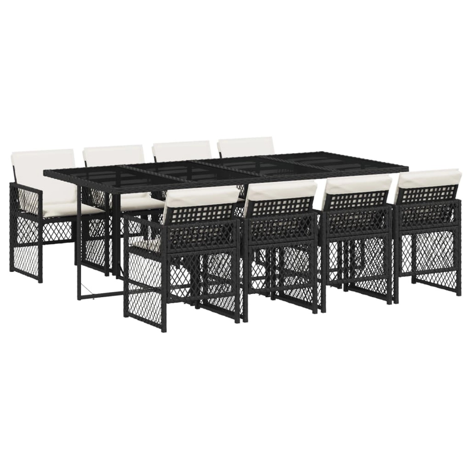 vidaXL 9-tlg Garten-Essgruppe mit Kissen Schwarz Poly Rattan Modell 155 günstig online kaufen