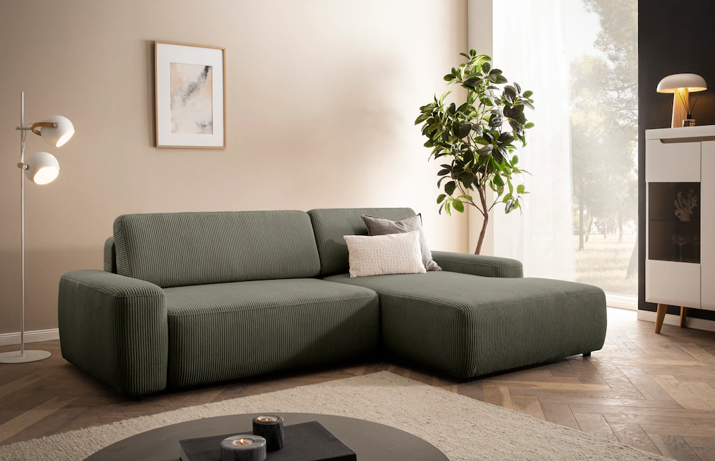 INOSIGN Ecksofa "TORGE (264cm), Schlafsofa in Cord, Samtvelours o Struktur günstig online kaufen