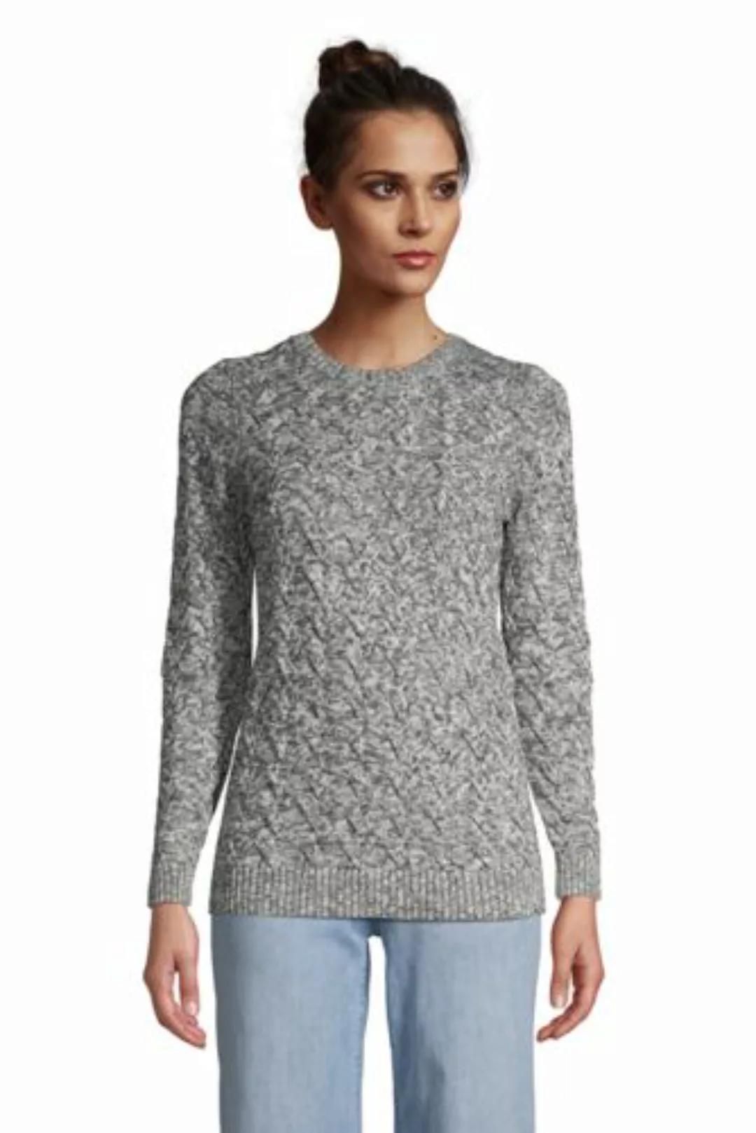 Zopfmuster-Pullover DRIFTER, Damen, Größe: L Normal, Grau, Baumwolle, by La günstig online kaufen