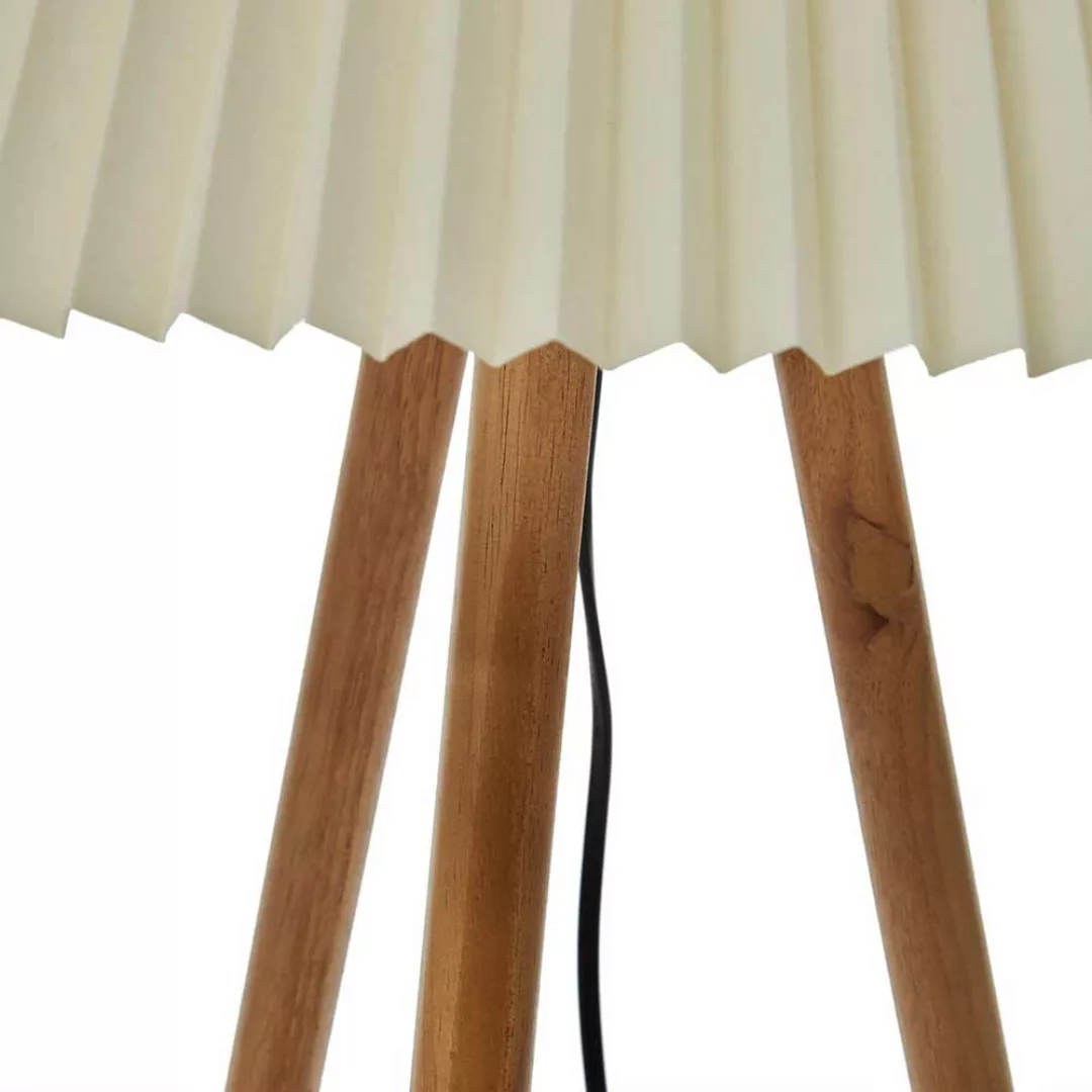 Dreibein Stehlampe im Skandi Design Cremefarben und Holz natur günstig online kaufen