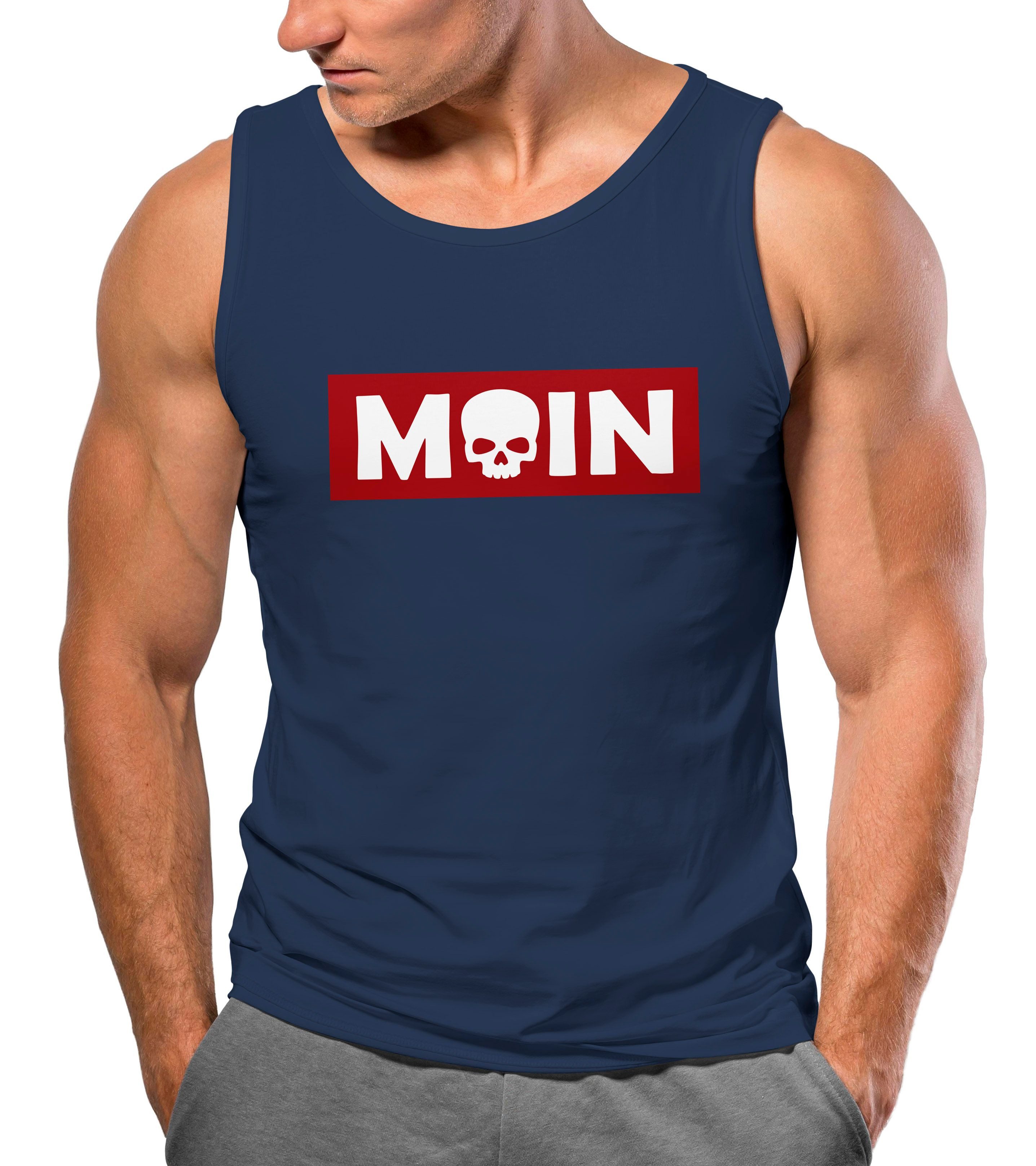 Neverless Tanktop Herren Tank-Top Schriftzug Moin günstig online kaufen