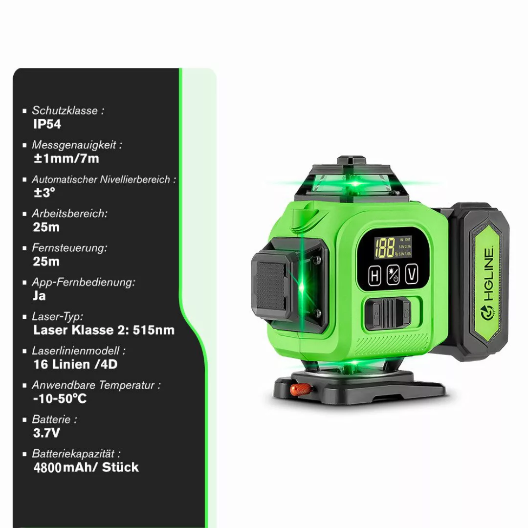 ONEVAN Laserwasserwaage 4D 16 Linien 360° günstig online kaufen