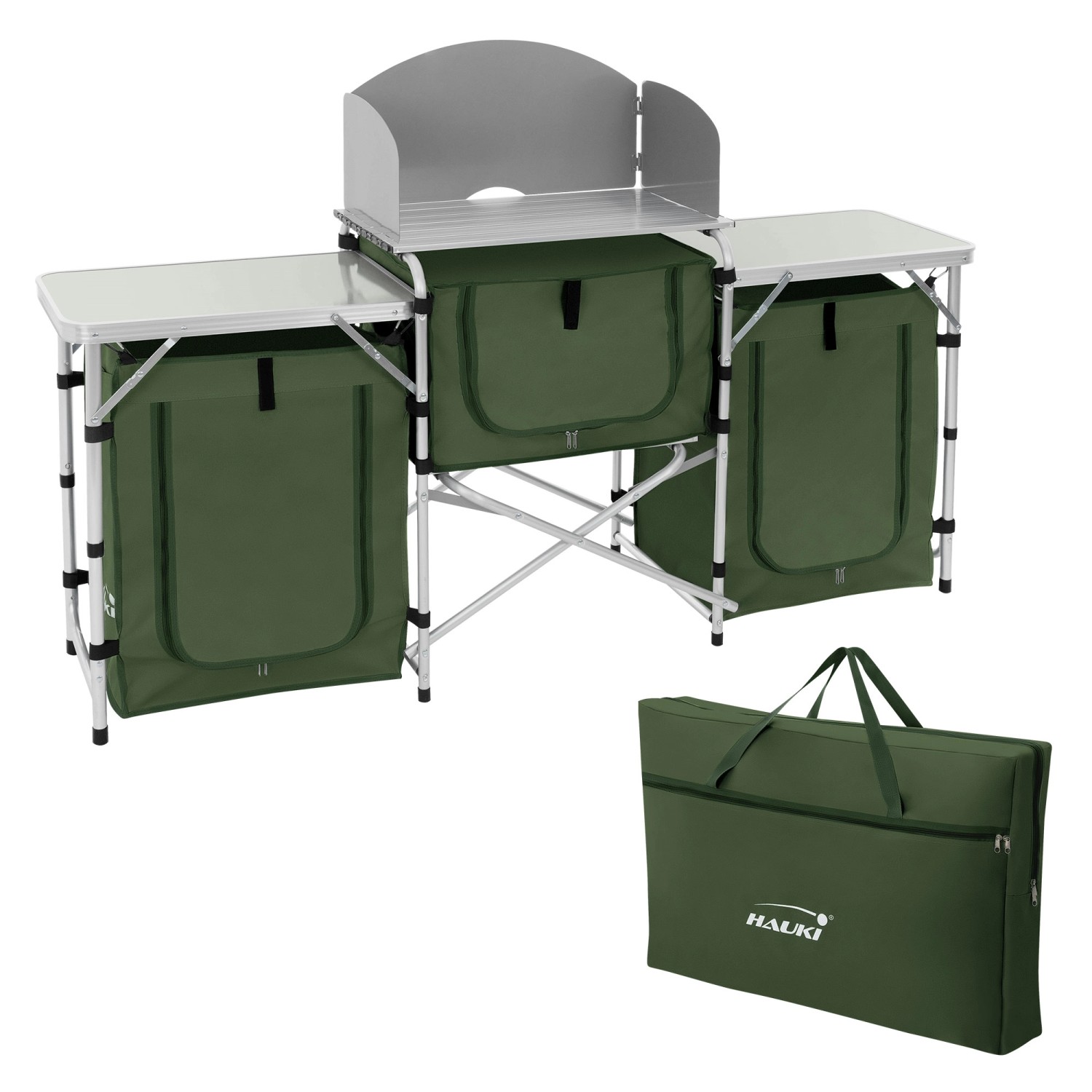 Hauki Camping Küche Khaki Campingschrank Faltbar mit Tragetasche günstig online kaufen