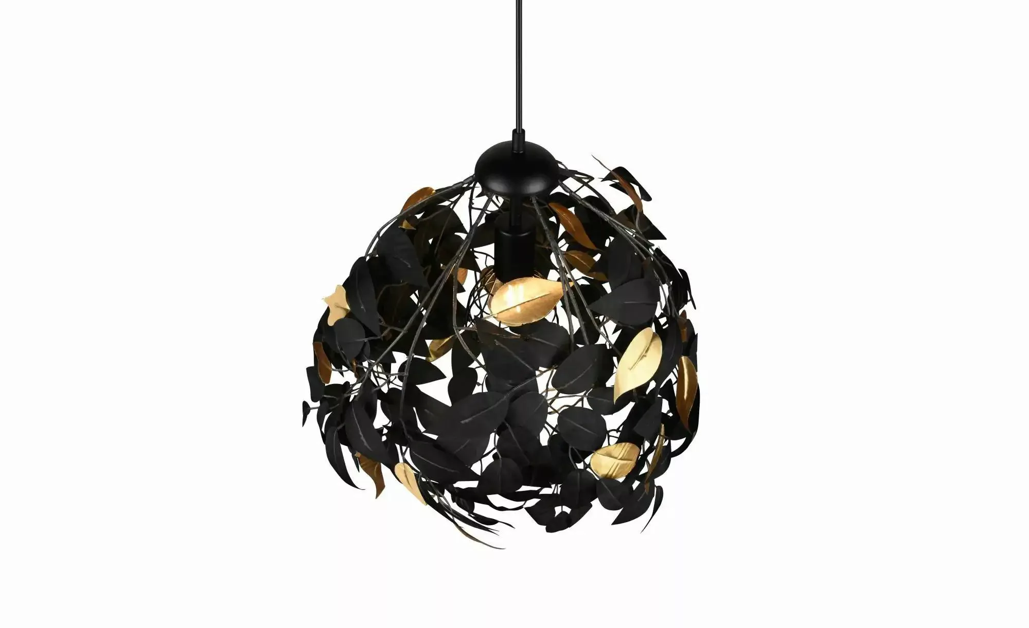 Pendellampe Leavy, schwarz/gold, Ø 38 cm, Kunststoff günstig online kaufen