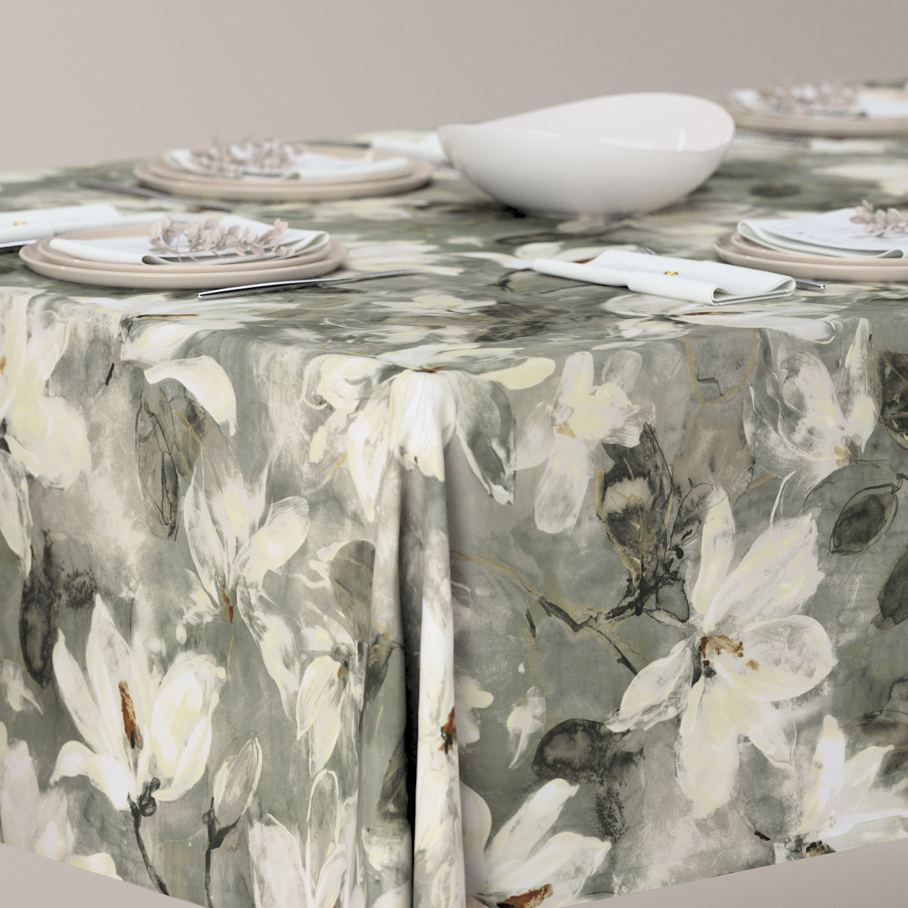 Rechteckige Tischdecke, grau-weiß, Velvet (184-24) günstig online kaufen