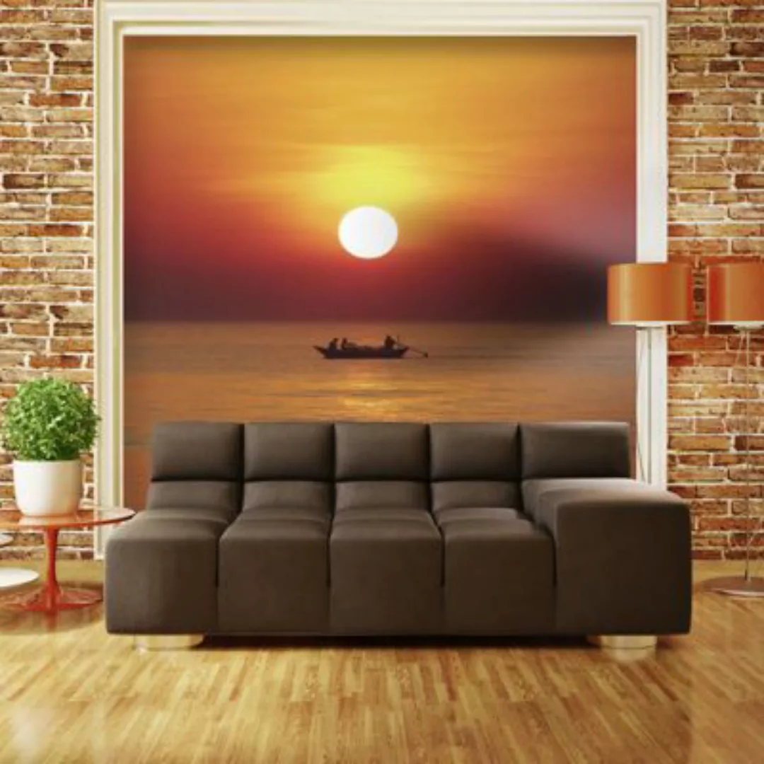 artgeist Fototapete Fischerboot bei Sonnenuntergang mehrfarbig Gr. 300 x 23 günstig online kaufen