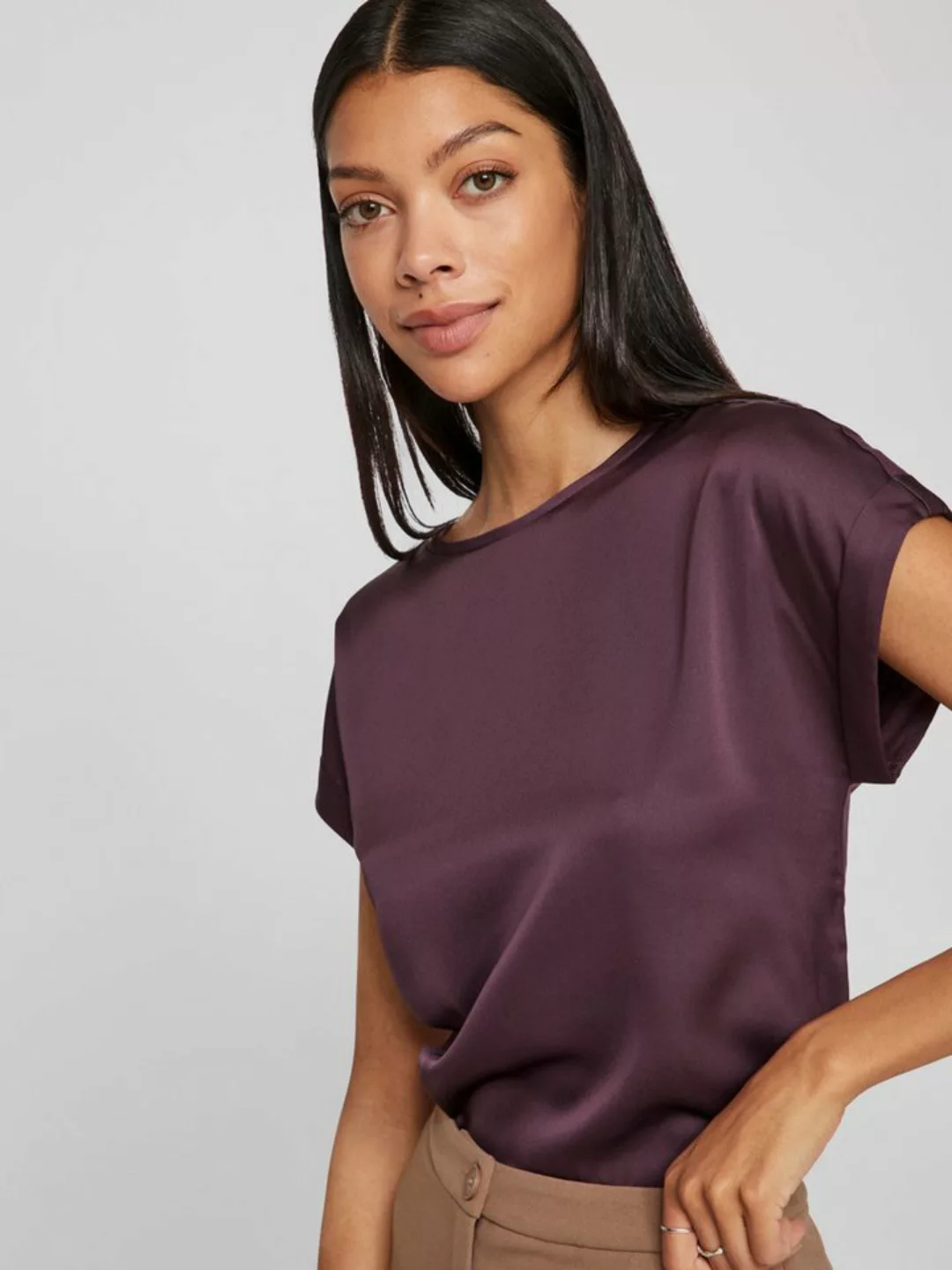 Vila Kurzarmshirt VIELLETTE S/S SATIN TOP - NOOS Satin Optik günstig online kaufen