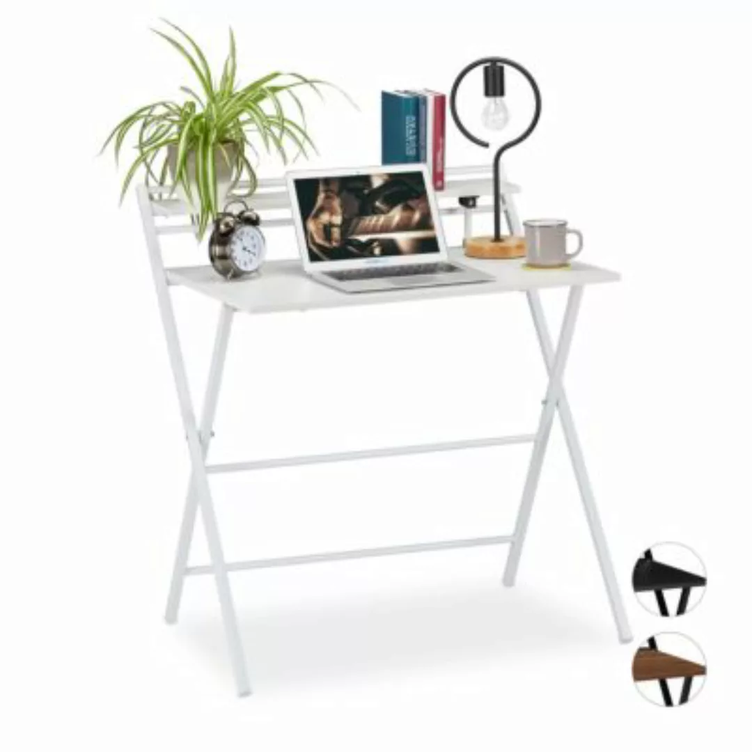 relaxdays Schreibtisch klappbar mit Ablage weiß günstig online kaufen