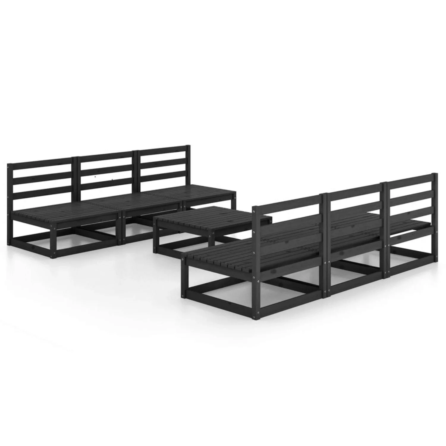 vidaXL 7-tlg Garten-Lounge-Set Schwarz Massivholz Kiefer Modell 1 günstig online kaufen