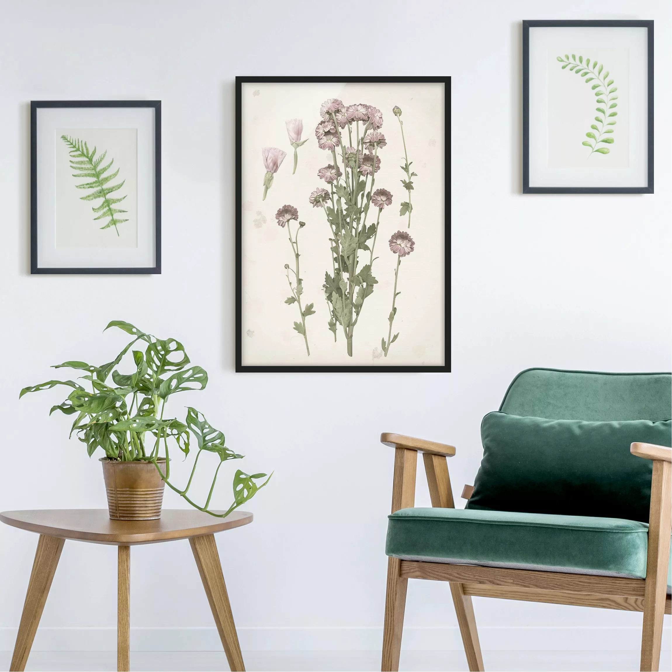 Bild mit Rahmen - Hochformat Herbarium in rosa I günstig online kaufen