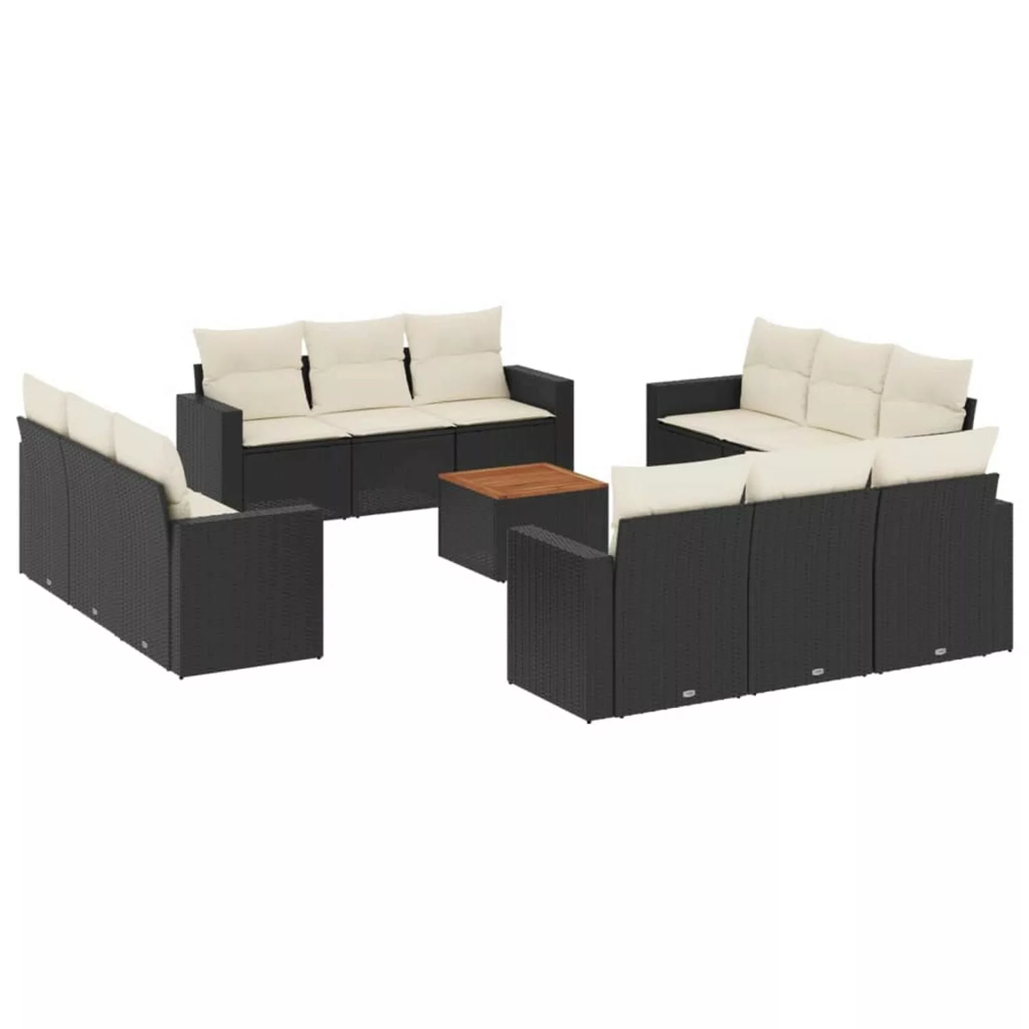 vidaXL 13-tlg Garten-Sofagarnitur mit Kissen Schwarz Poly Rattan Modell 32 günstig online kaufen