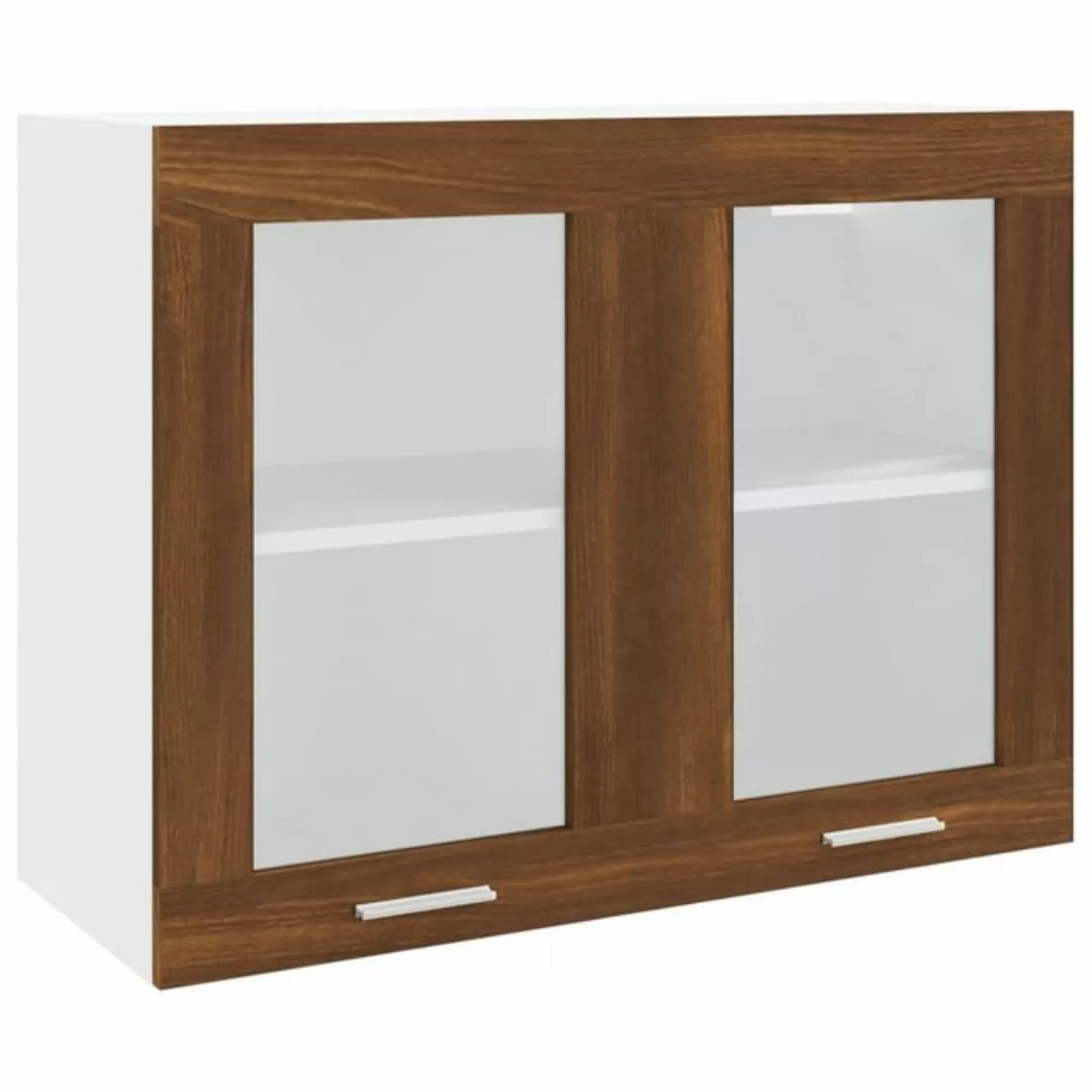 vidaXL Schrankmodule Hängeschrank Glas Braun Eichen-Optik 80x31x60 cm Holzw günstig online kaufen