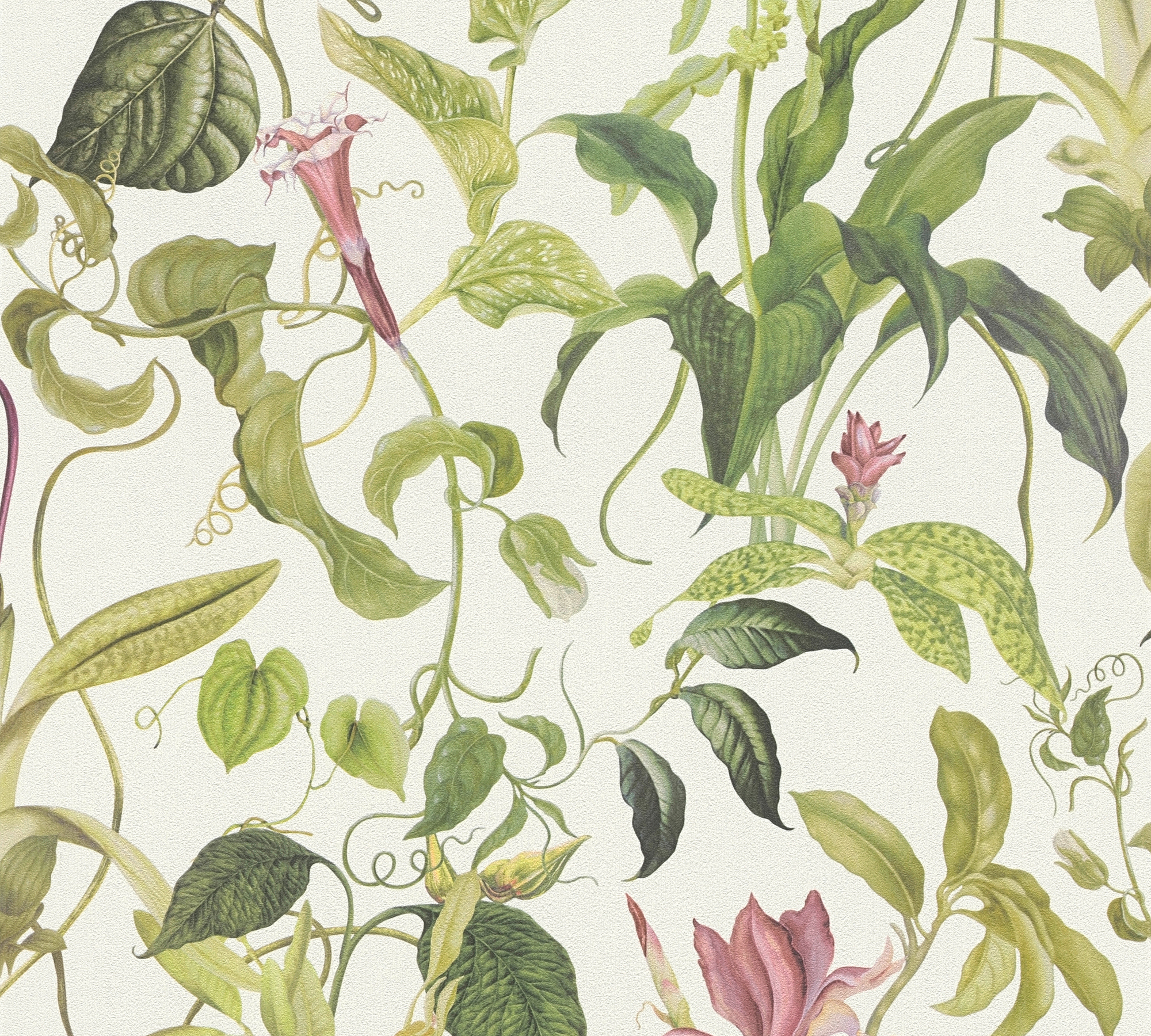 Bricoflor Ranken Tapete Grün Rosa Botanik Vliestapete mit Blätter Design in günstig online kaufen