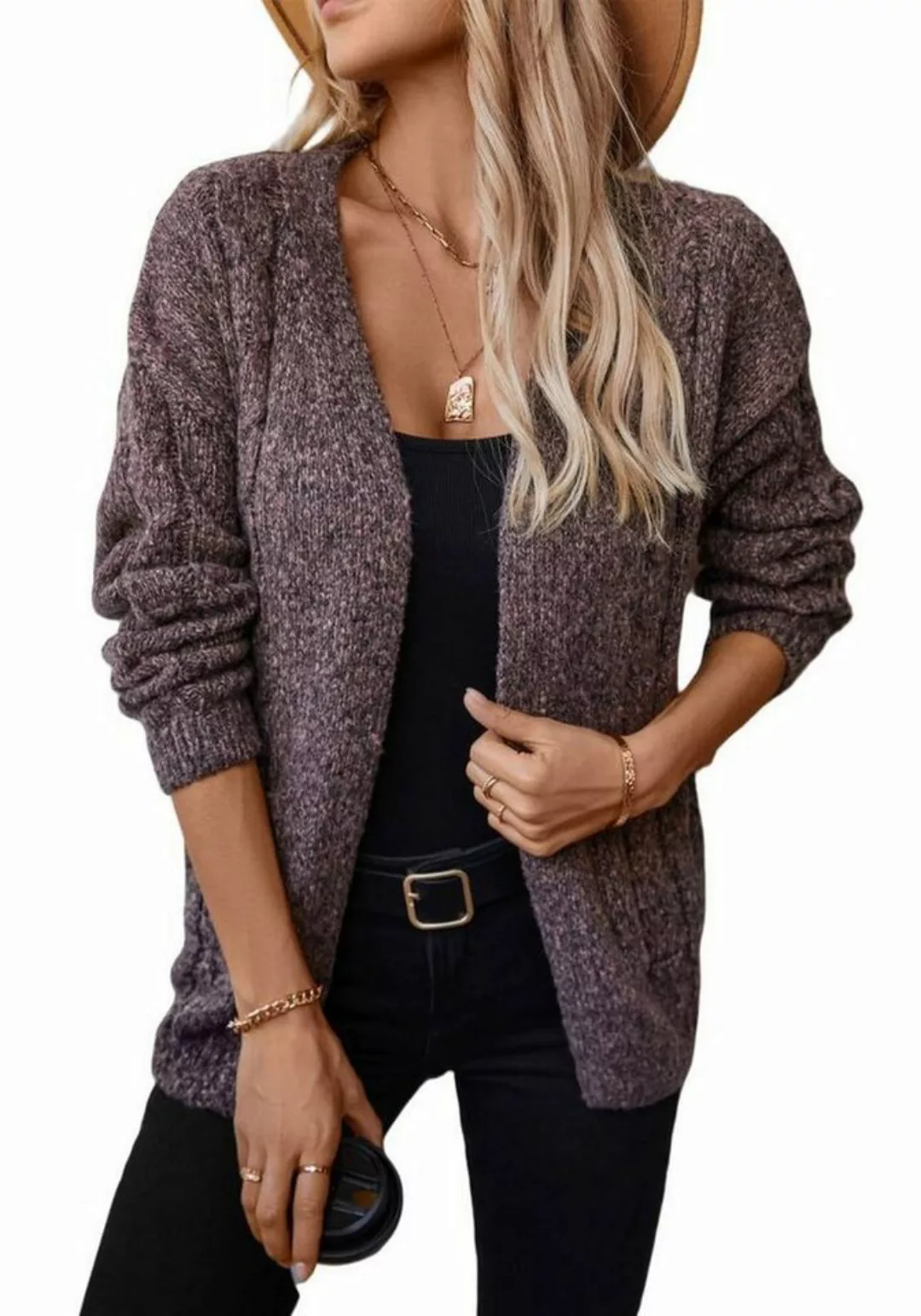 Nebelmeer Strickjacke Taschenstrickjacke, Damen Herbst- und Winter-Casual-M günstig online kaufen