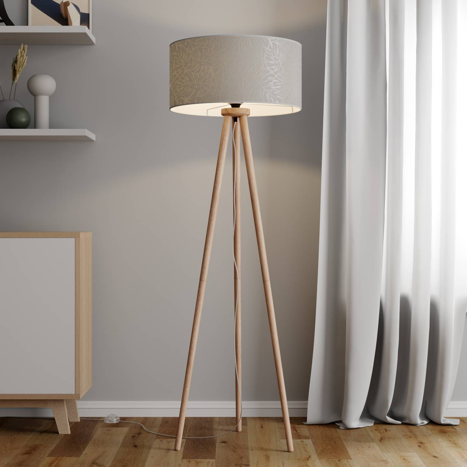 Stehleuchte Hierro mit bedrucktem Lampenschirm günstig online kaufen