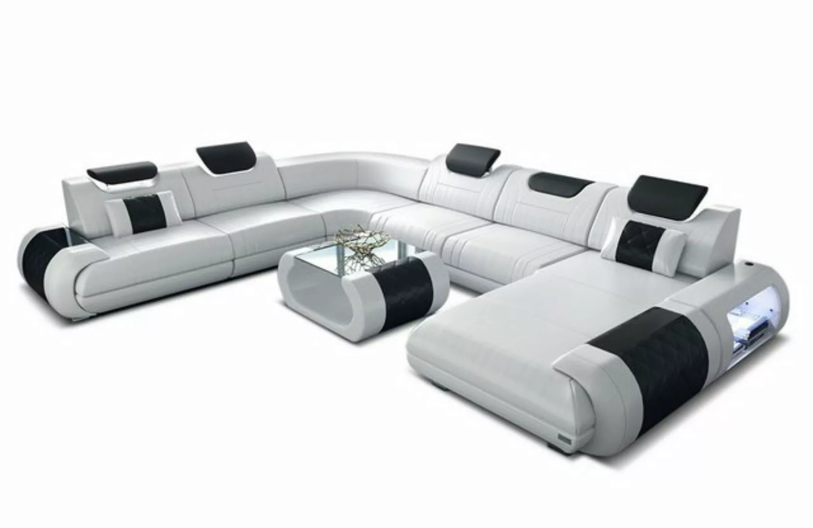 Sofa Dreams Wohnlandschaft Sofa Ledercouch Leder Rimini XXL U Form Ledersof günstig online kaufen