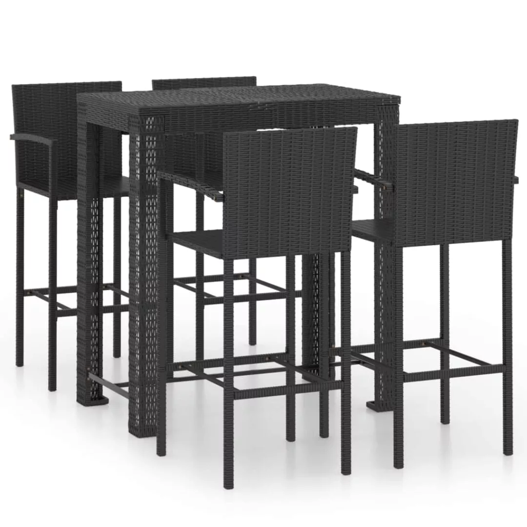 5-tlg. Garten-bar-set Mit Armlehnen Poly Rattan Schwarz günstig online kaufen