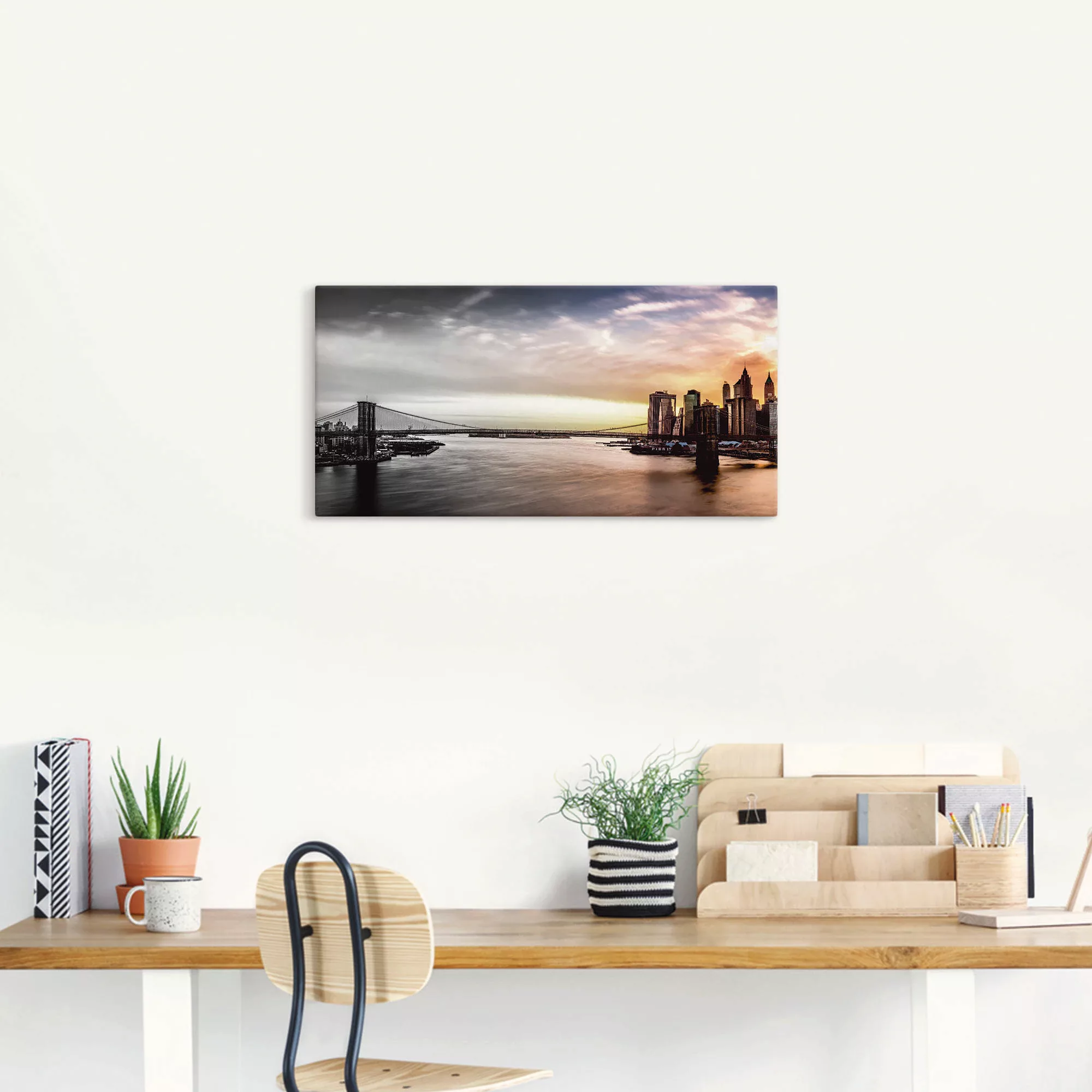 Artland Wandbild »Brooklyn Bridge Panorama«, Amerika, (1 St.), als Leinwand günstig online kaufen