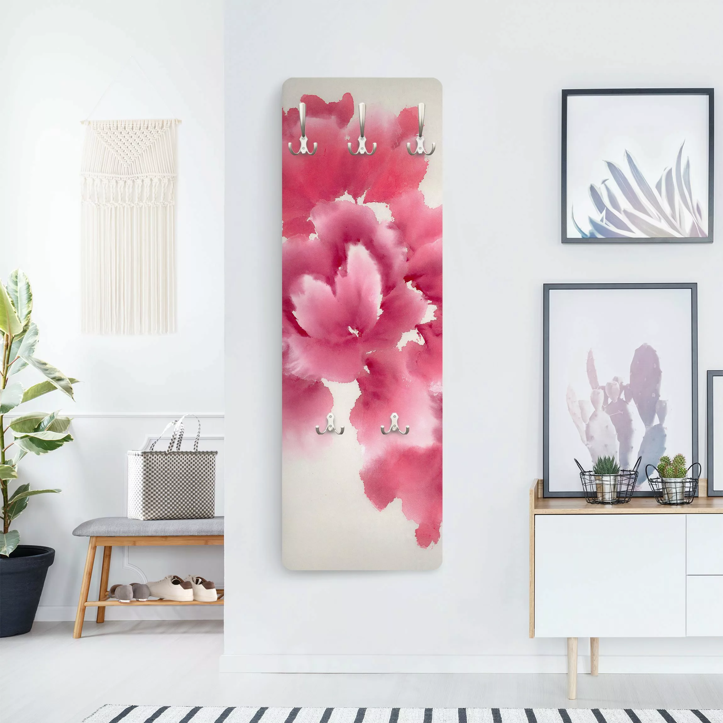 Wandgarderobe Holzpaneel Blumen Künstlerische Flora I günstig online kaufen