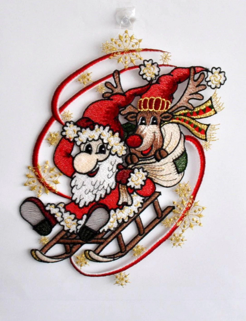 Stickereien Plauen Fensterbild »Weihnachtsmann mit Schlitten« günstig online kaufen