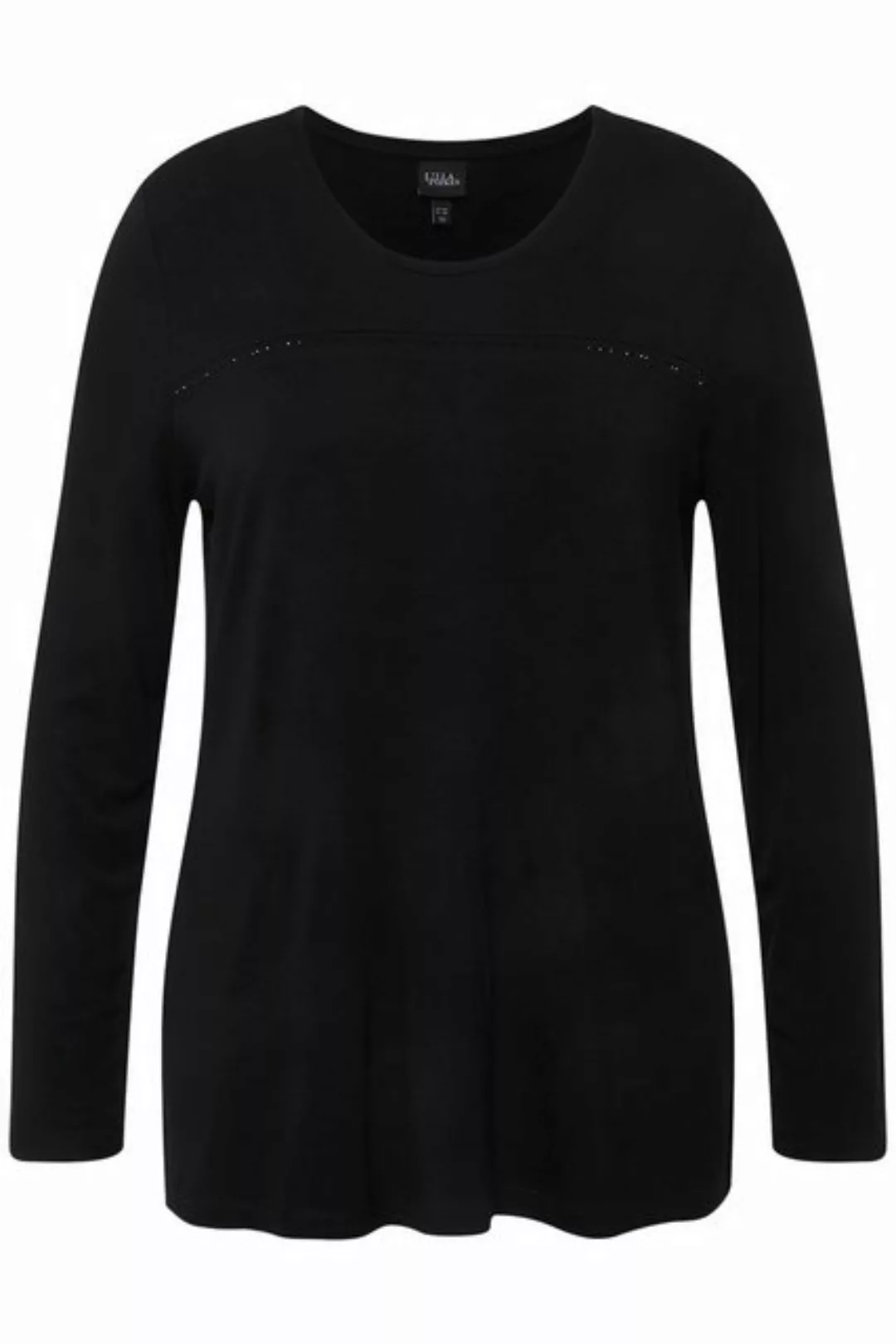 Ulla Popken Longsleeve Shirt Ziersteine Classic Rundhals Langarm günstig online kaufen