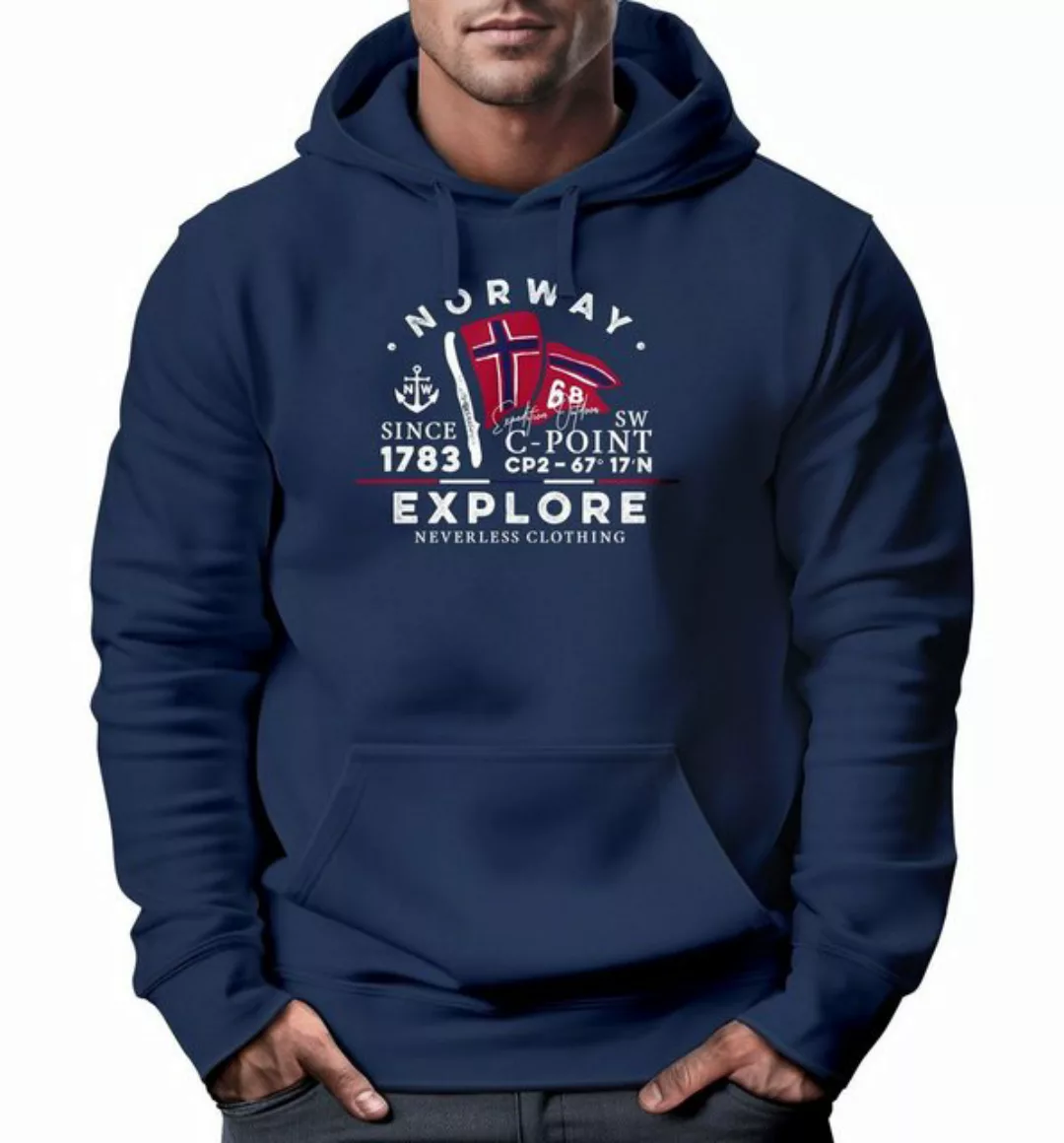 Neverless Hoodie Hoodie Herren Norway Explore norwegische Flagge Norwegen günstig online kaufen