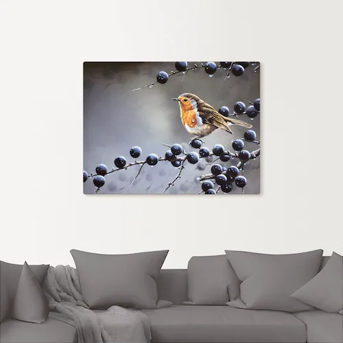 Artland Leinwandbild "Vogel im Beerenbaum", Vögel, (1 St.), auf Keilrahmen günstig online kaufen