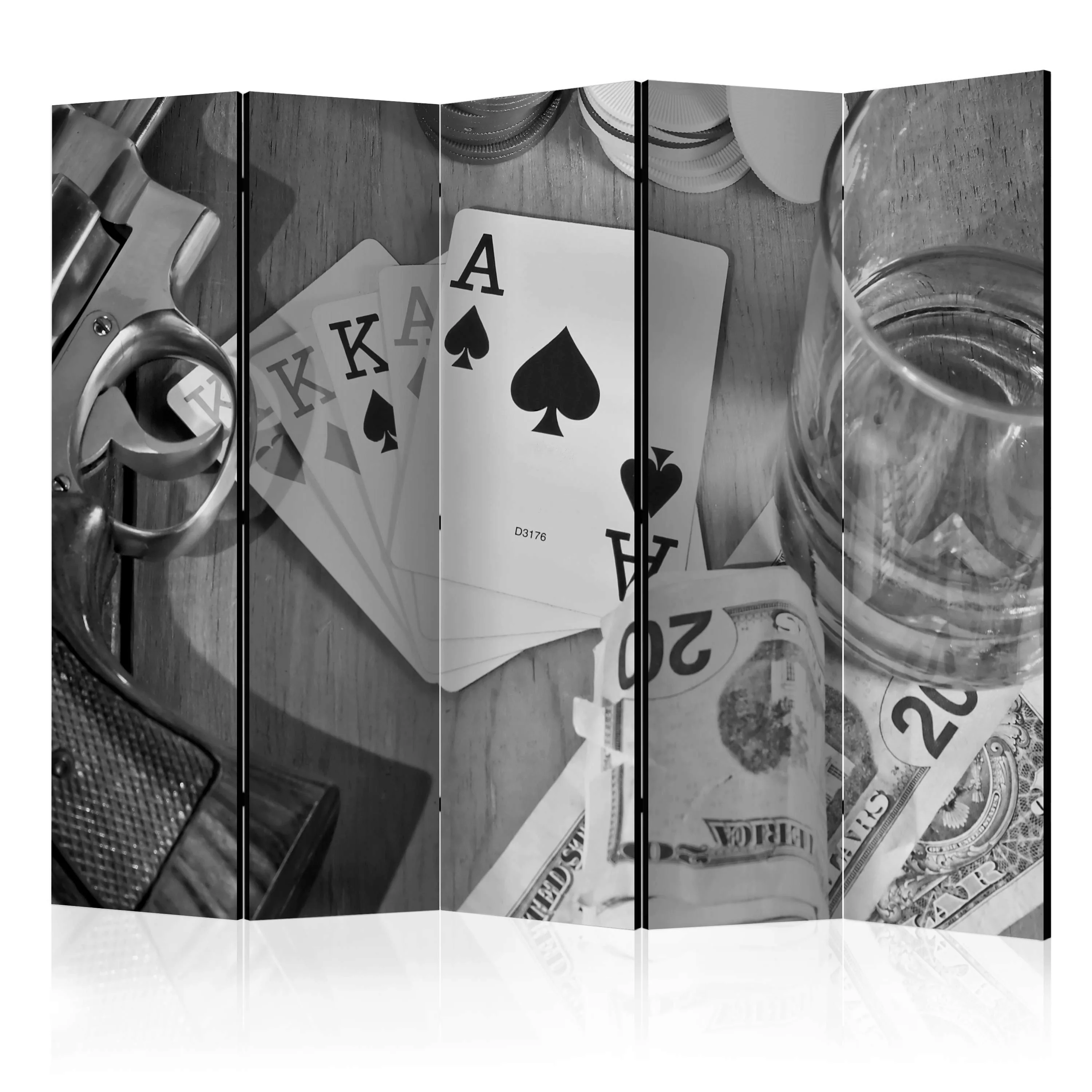 5-teiliges Paravent - Cards: Black And White Ii [room Dividers] günstig online kaufen