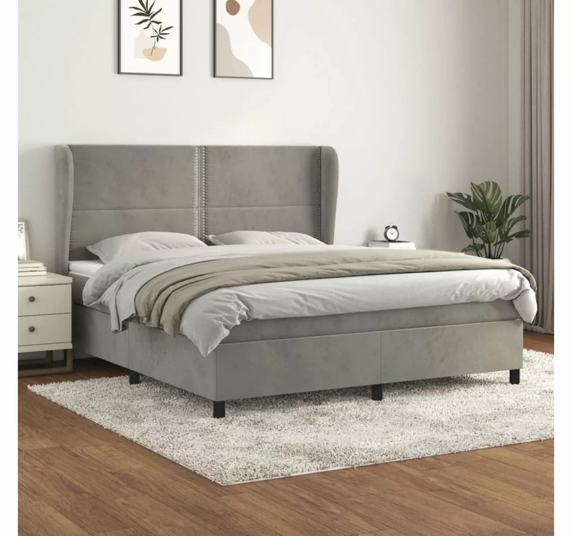 vidaXL Boxspringbett Boxspringbett mit Matratze Dunkelgrau 180x200 cm Samt günstig online kaufen