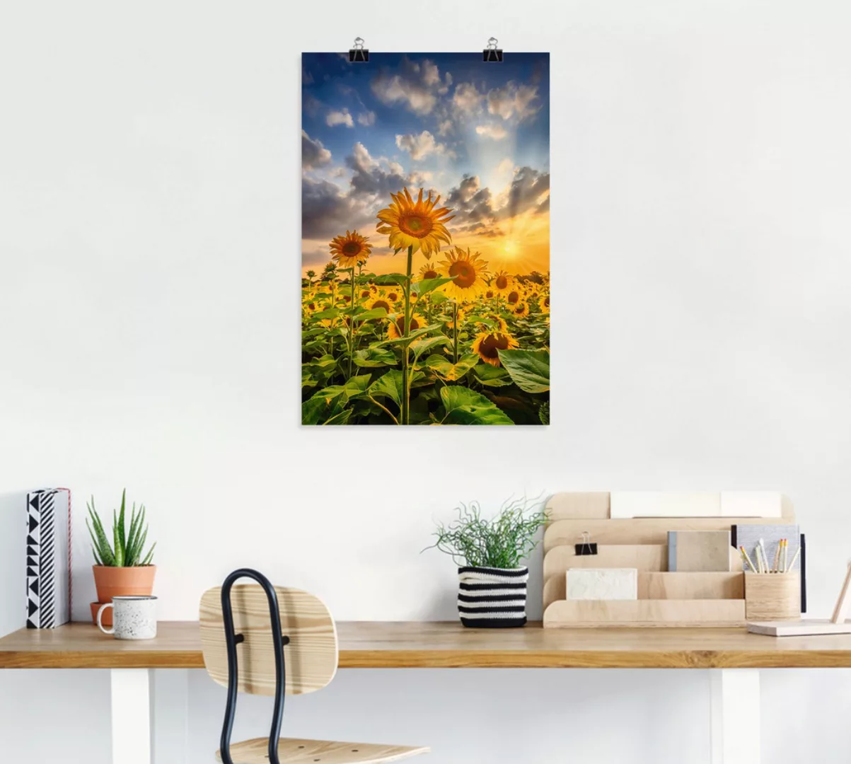 Artland Wandbild "Sonnenblumen im Sonnenuntergang", Blumenbilder, (1 St.), günstig online kaufen