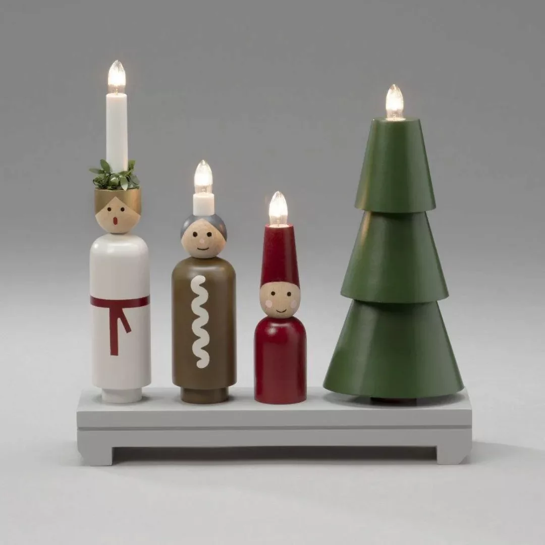 LED Weihnachtsfiguren aus Holz in Mehrfarbig 4x 3W 32lm günstig online kaufen