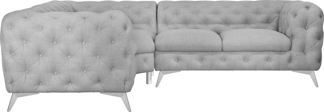 Leonique Chesterfield-Sofa "Ecksofa GLYNIS L-Form mit Wellenunterfederung, günstig online kaufen