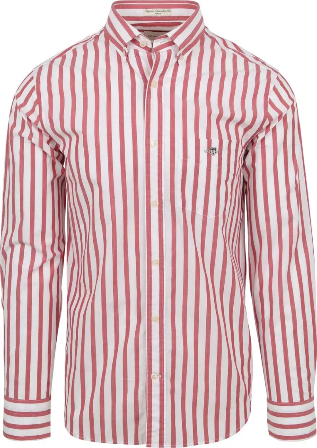 Gant College Hemd Stripe Rot - Größe M günstig online kaufen