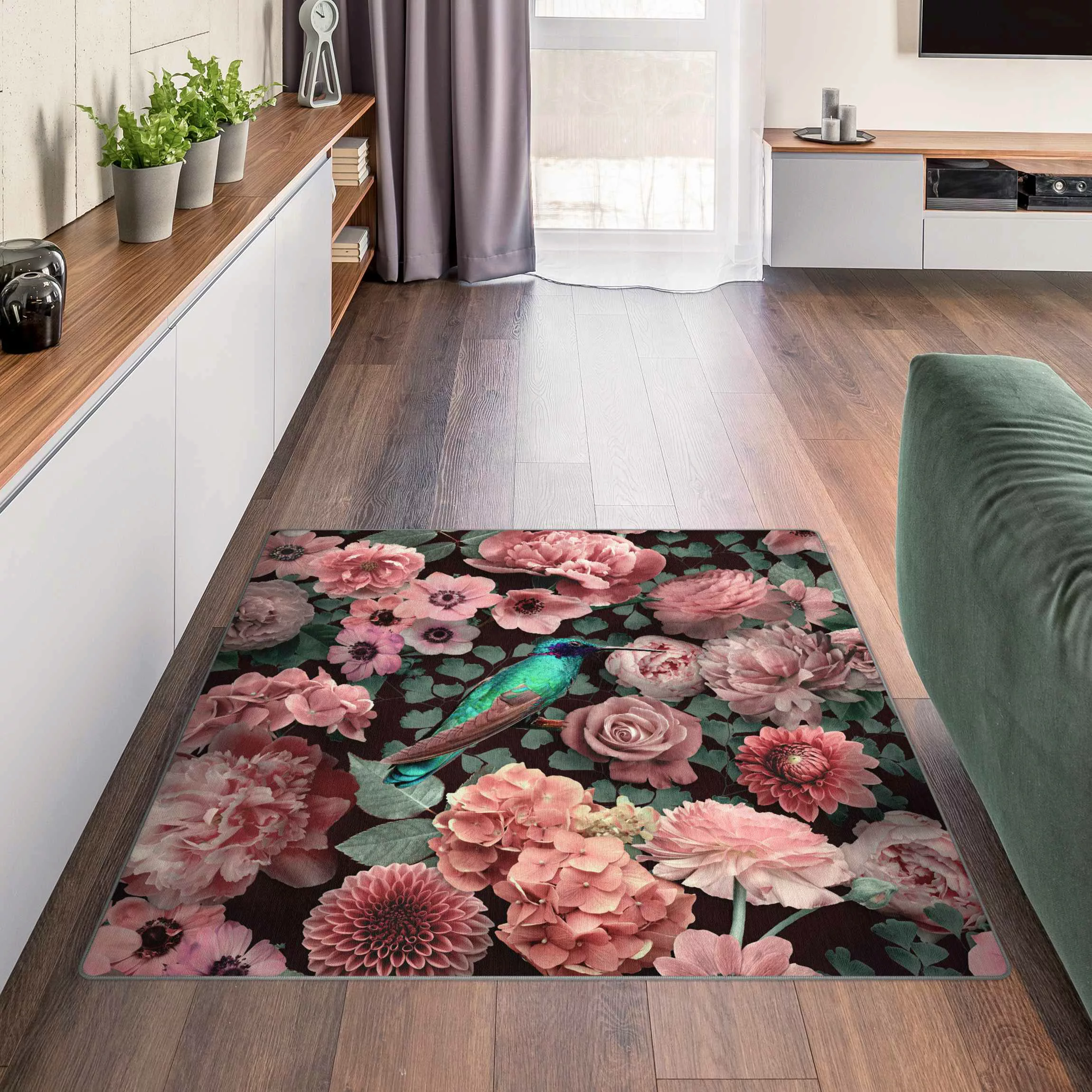 Teppich Blumenparadies Kolibri mit Rosen günstig online kaufen