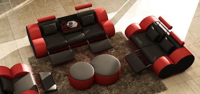 JVmoebel Sofa Sofagarnitur Design Couch 3+2 Set Polster Leder Sofa Wohnzimm günstig online kaufen