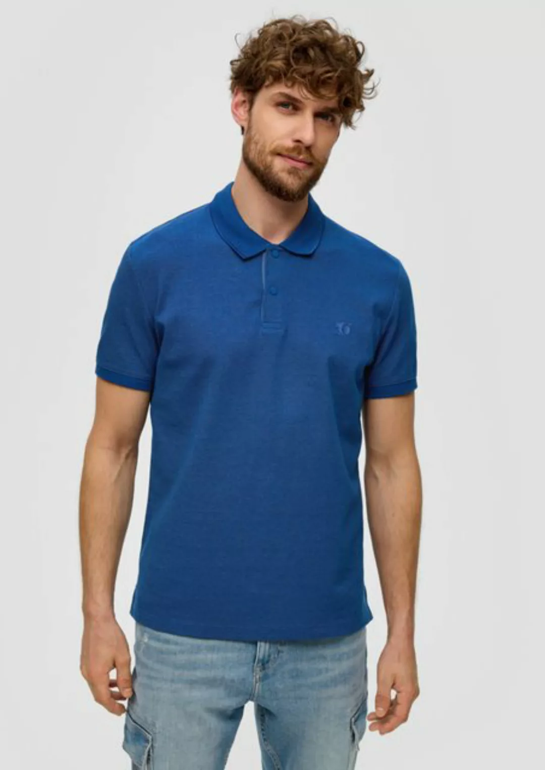 s.Oliver Kurzarmshirt Poloshirt mit Druckknöpfen Label-Patch günstig online kaufen